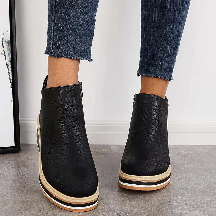 Adele | Sleek Wedge Platform Ankle Boots