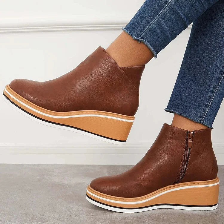 Adele | Sleek Wedge Platform Ankle Boots