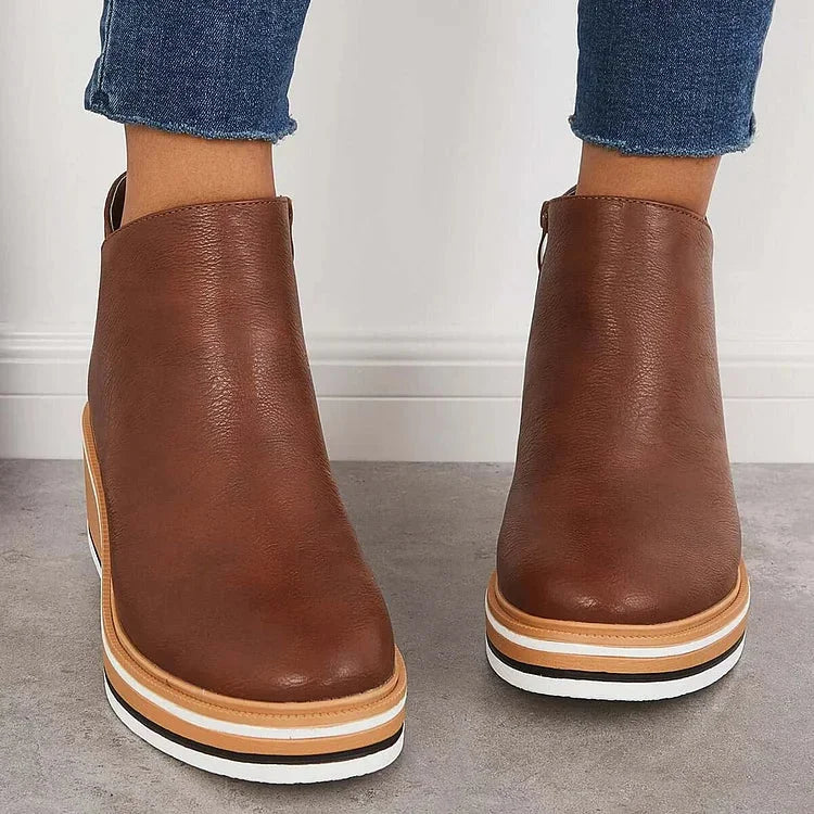 Adele | Sleek Wedge Platform Ankle Boots