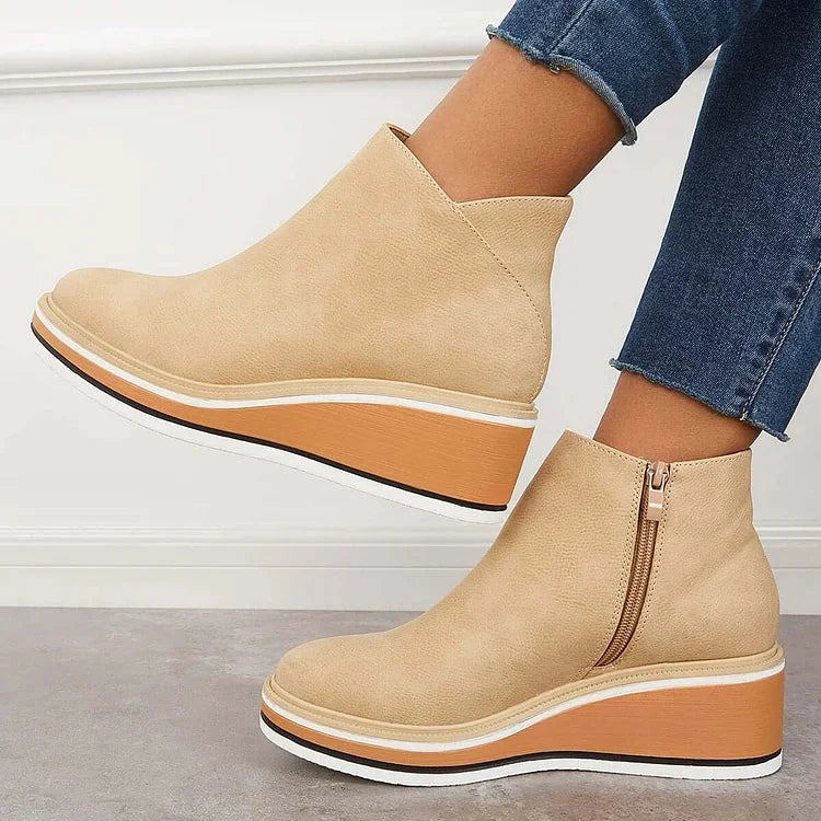 Adele | Sleek Wedge Platform Ankle Boots