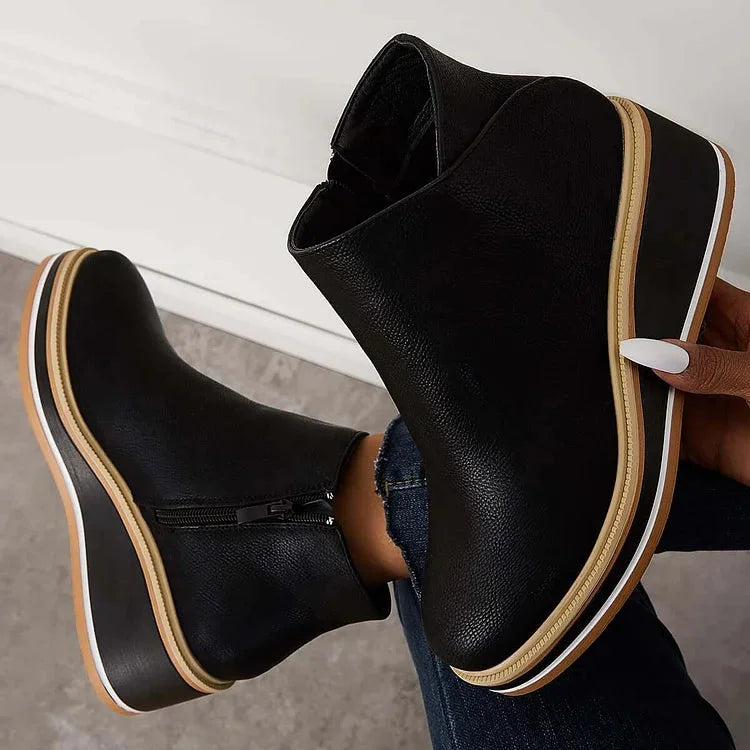Adele | Sleek Wedge Platform Ankle Boots