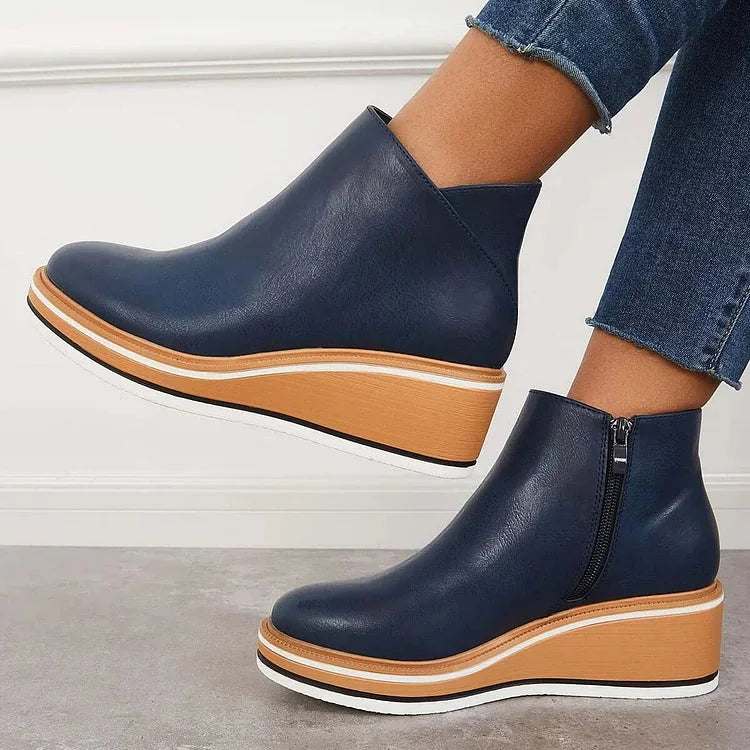 Adele | Sleek Wedge Platform Ankle Boots