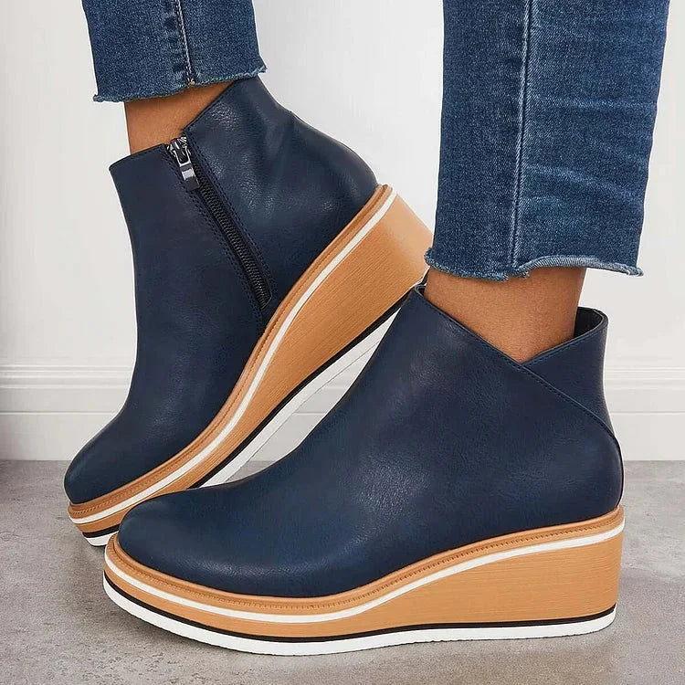 Adele | Sleek Wedge Platform Ankle Boots