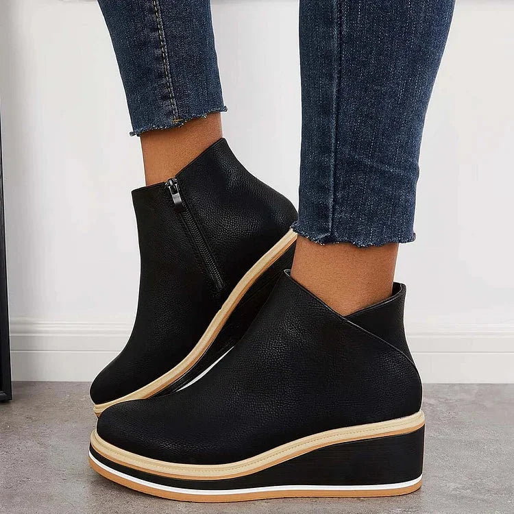 Adele | Sleek Wedge Platform Ankle Boots