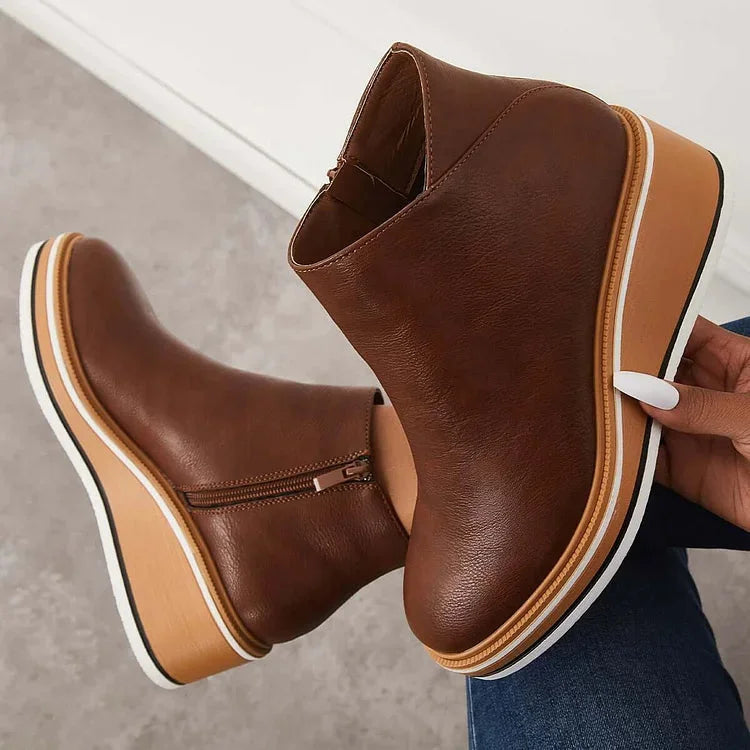 Adele | Sleek Wedge Platform Ankle Boots