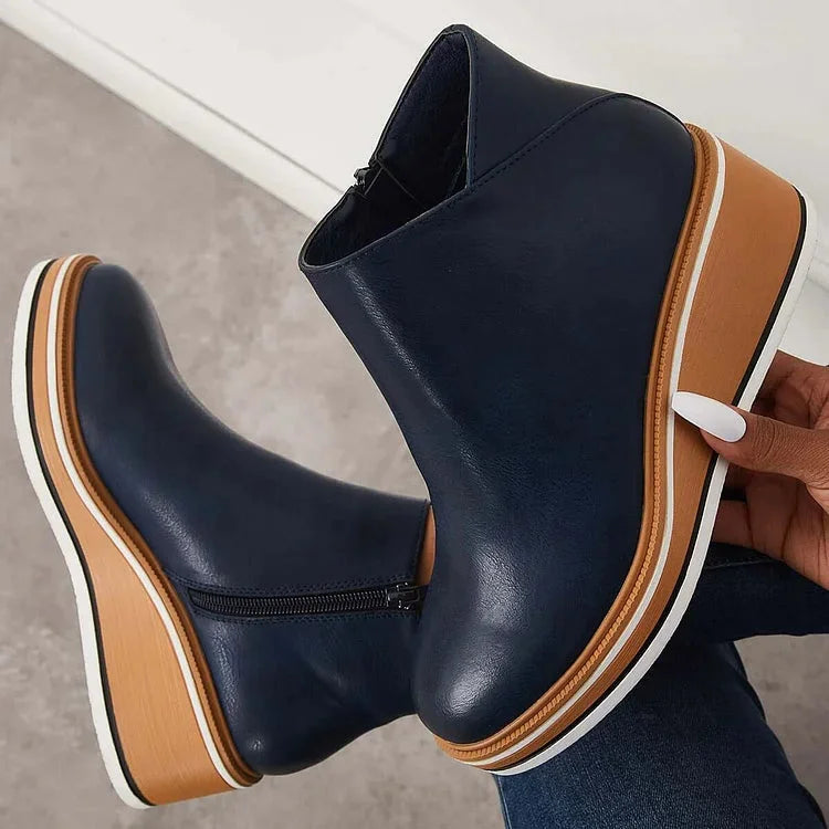Adele | Sleek Wedge Platform Ankle Boots
