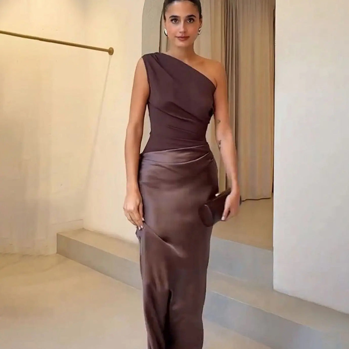 Aurelia | One-Shoulder Draped Satin Women's Party Dress