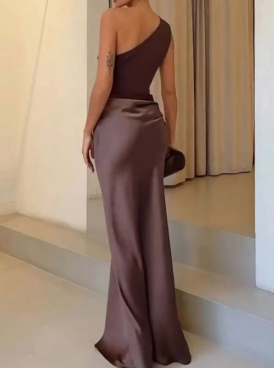 Aurelia | One-Shoulder Draped Satin Women's Party Dress