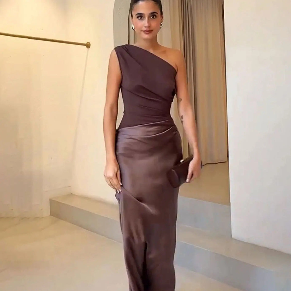 Aurelia | One-Shoulder Draped Satin Women's Party Dress