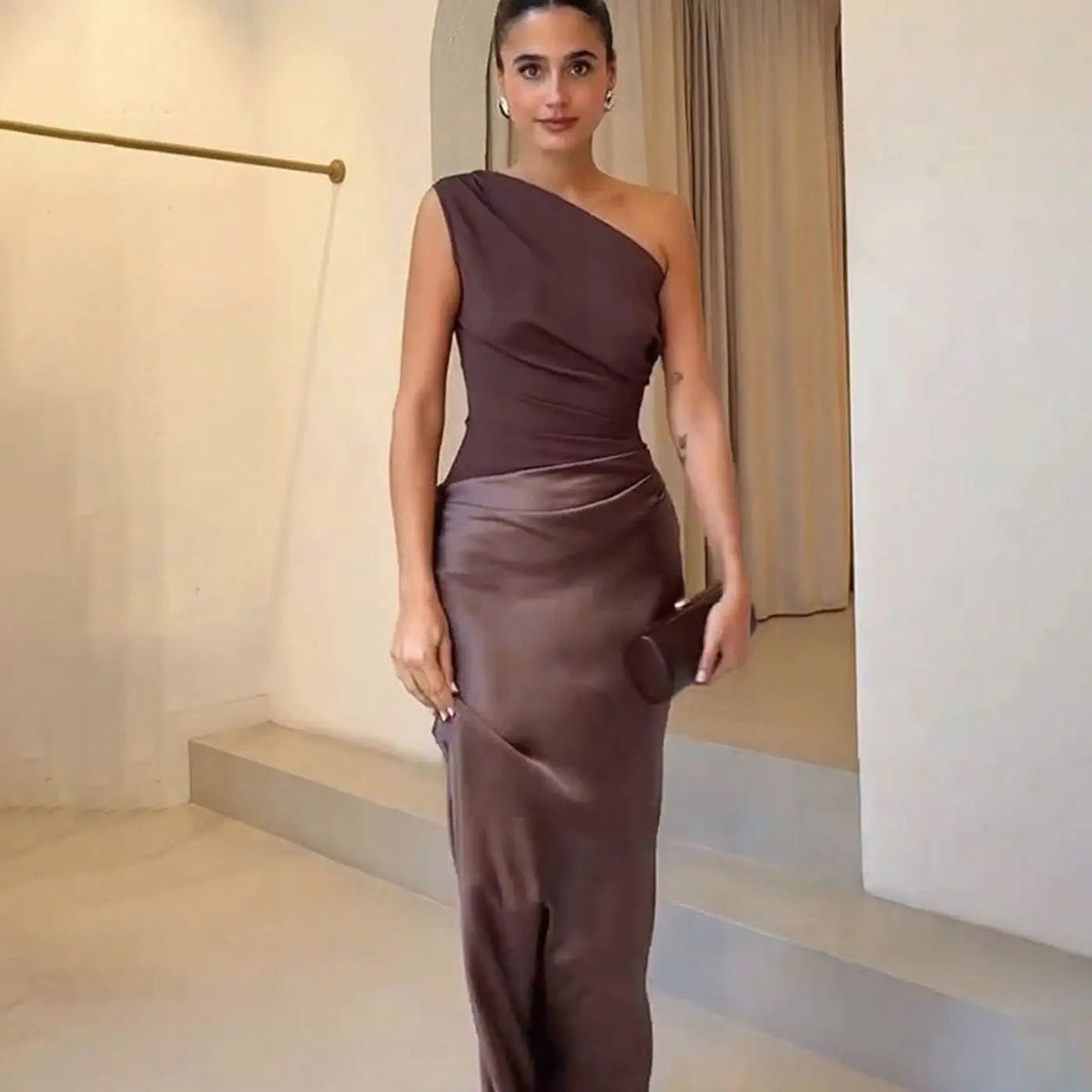 Aurelia | One-Shoulder Draped Satin Women's Party Dress
