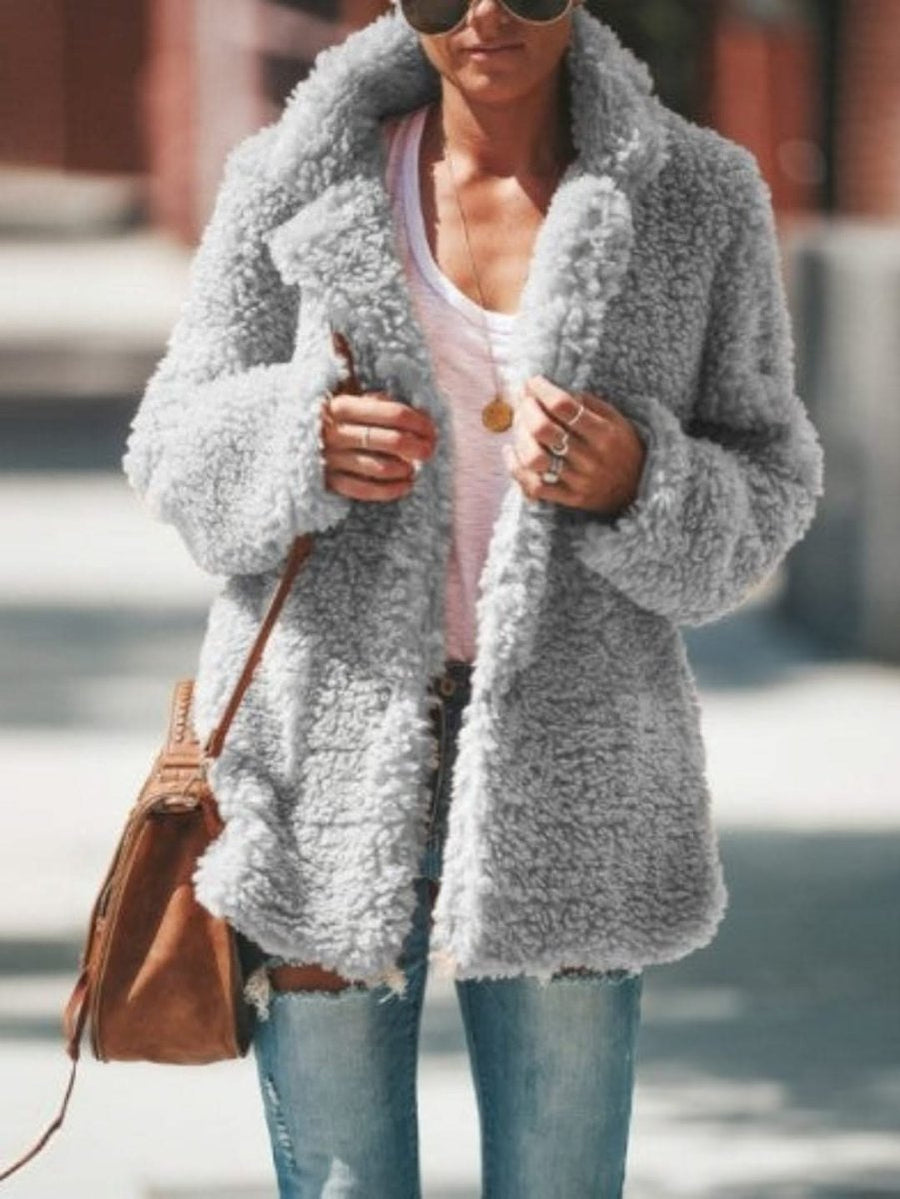 Cecily | Oversized Notch-Collar Women's Faux Fur Coat for Winter