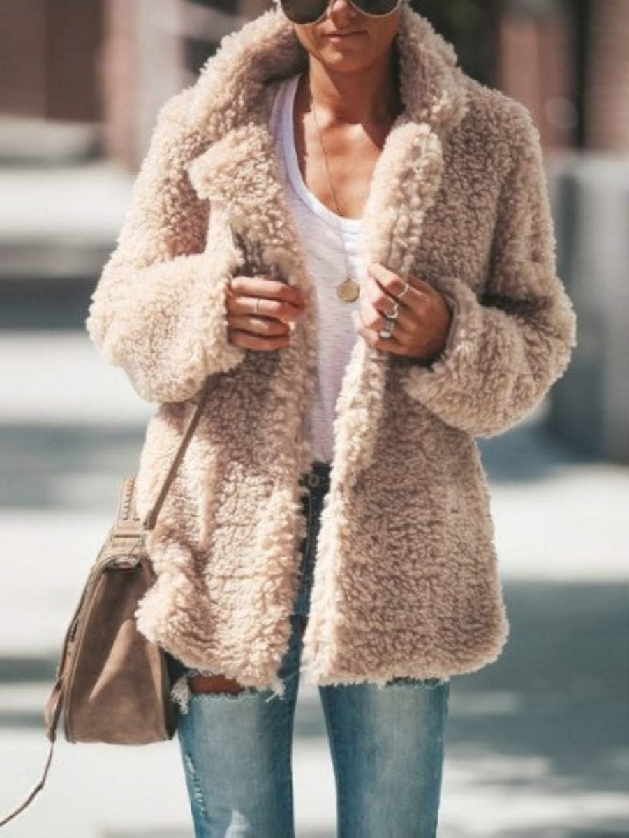 Cecily | Oversized Notch-Collar Women's Faux Fur Coat for Winter