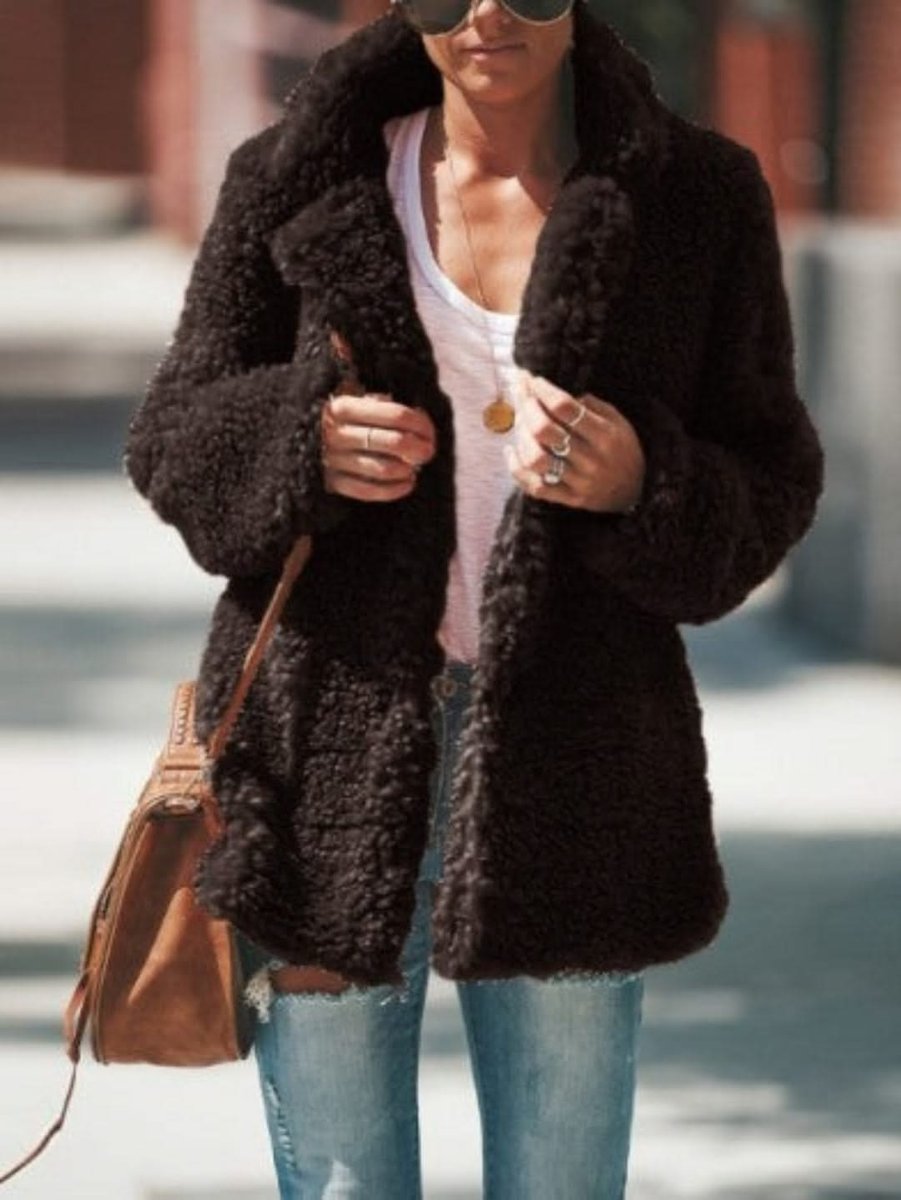 Cecily | Oversized Notch-Collar Women's Faux Fur Coat for Winter