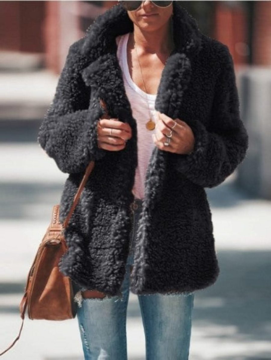 Cecily | Oversized Notch-Collar Women's Faux Fur Coat for Winter