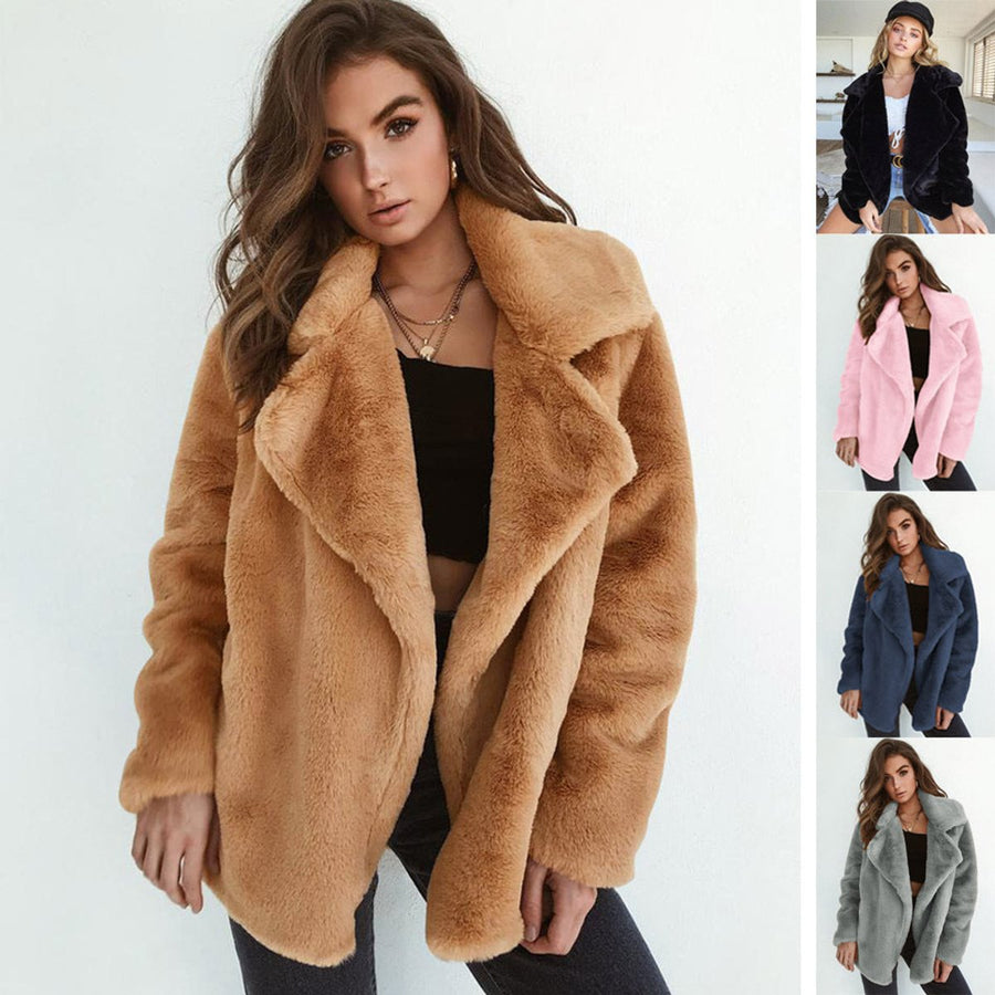 Vera | Oversized Teddy Lapel-Collar Women's Faux Fur Coat for Winter