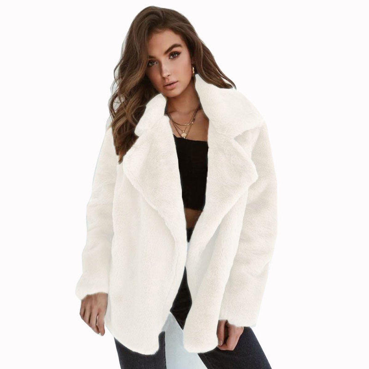 Vera | Oversized Teddy Lapel-Collar Women's Faux Fur Coat for Winter