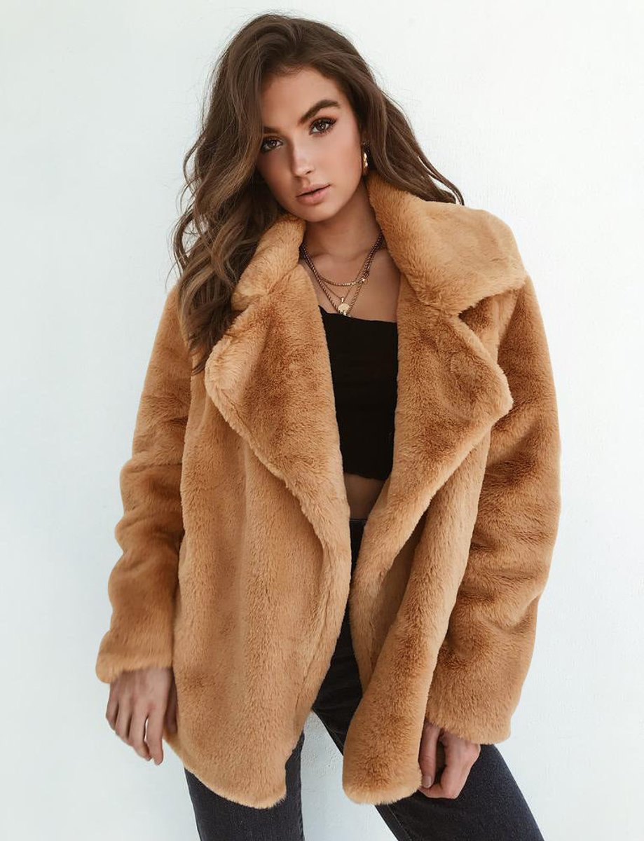 Vera | Oversized Teddy Lapel-Collar Women's Faux Fur Coat for Winter