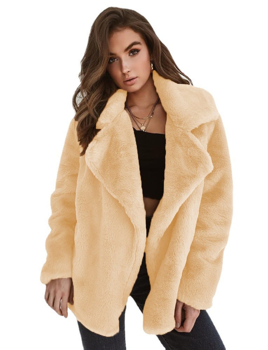 Vera | Oversized Teddy Lapel-Collar Women's Faux Fur Coat for Winter