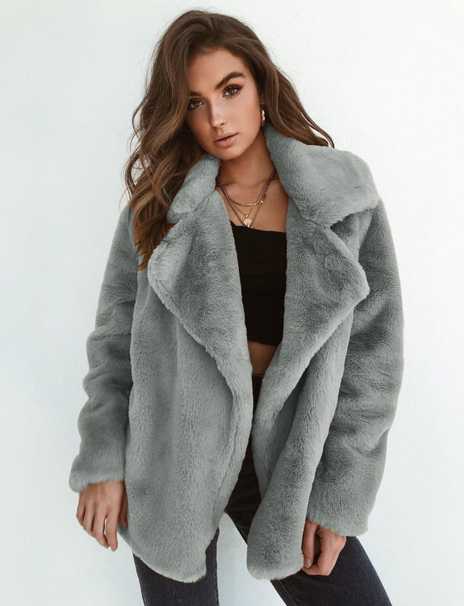 Vera | Oversized Teddy Lapel-Collar Women's Faux Fur Coat for Winter