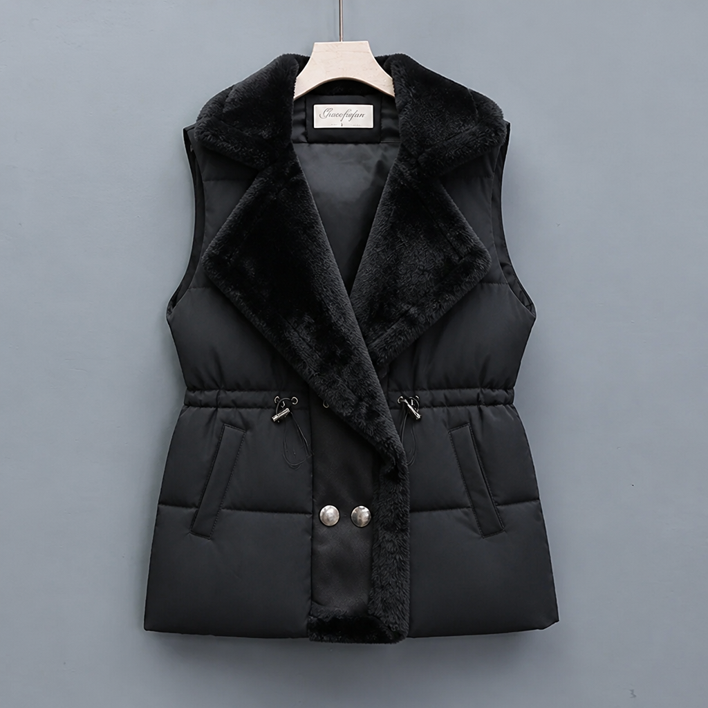 Rosamund | Padded Gilet with Plush Collar & Cinched Waist for Winter