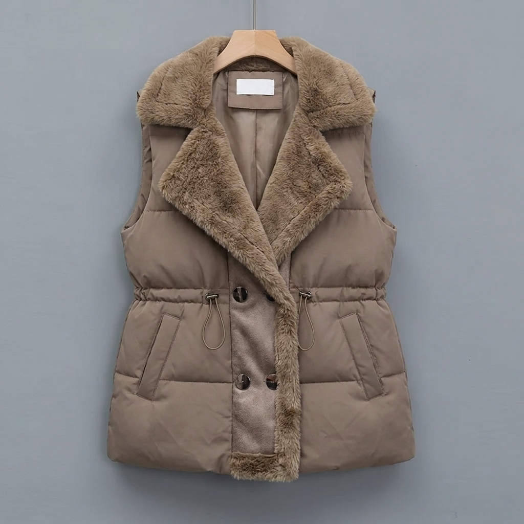 Rosamund | Padded Gilet with Plush Collar & Cinched Waist for Winter