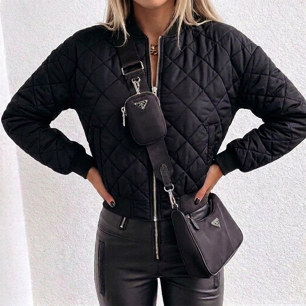 Maevienne | Cropped Diamond Quilted Jacket for Fall