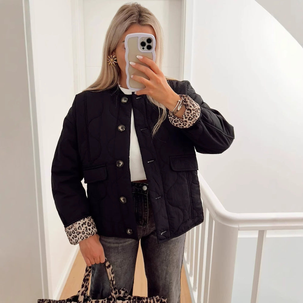 Sable | Oversized Quilted Jacket with Leopard Lining
