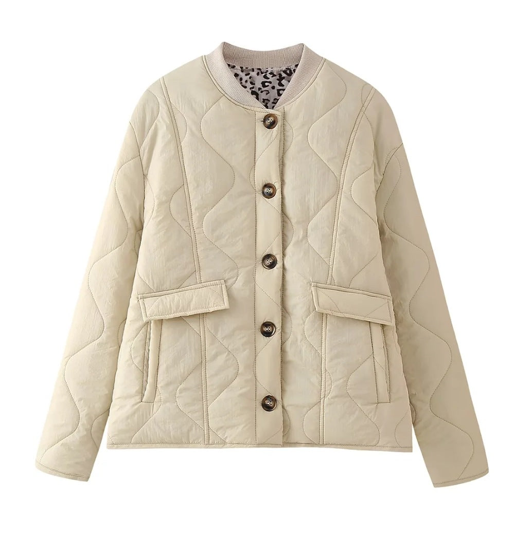 Sable | Oversized Quilted Jacket with Leopard Lining