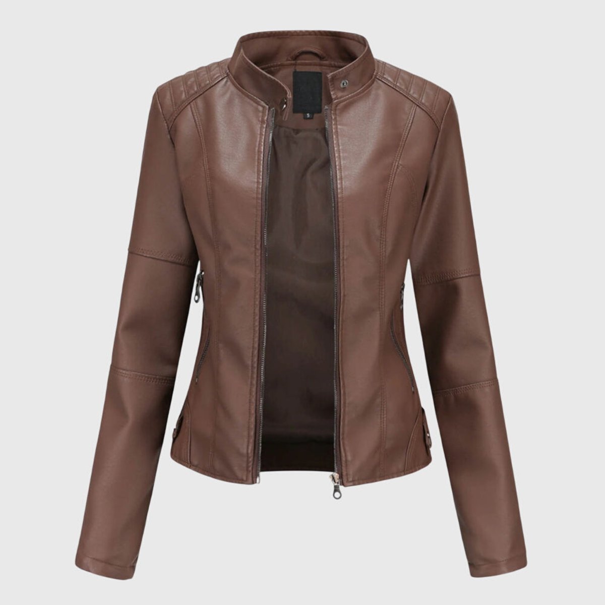 Keira | Faux Leather High-Collar Biker Jacket for Fall