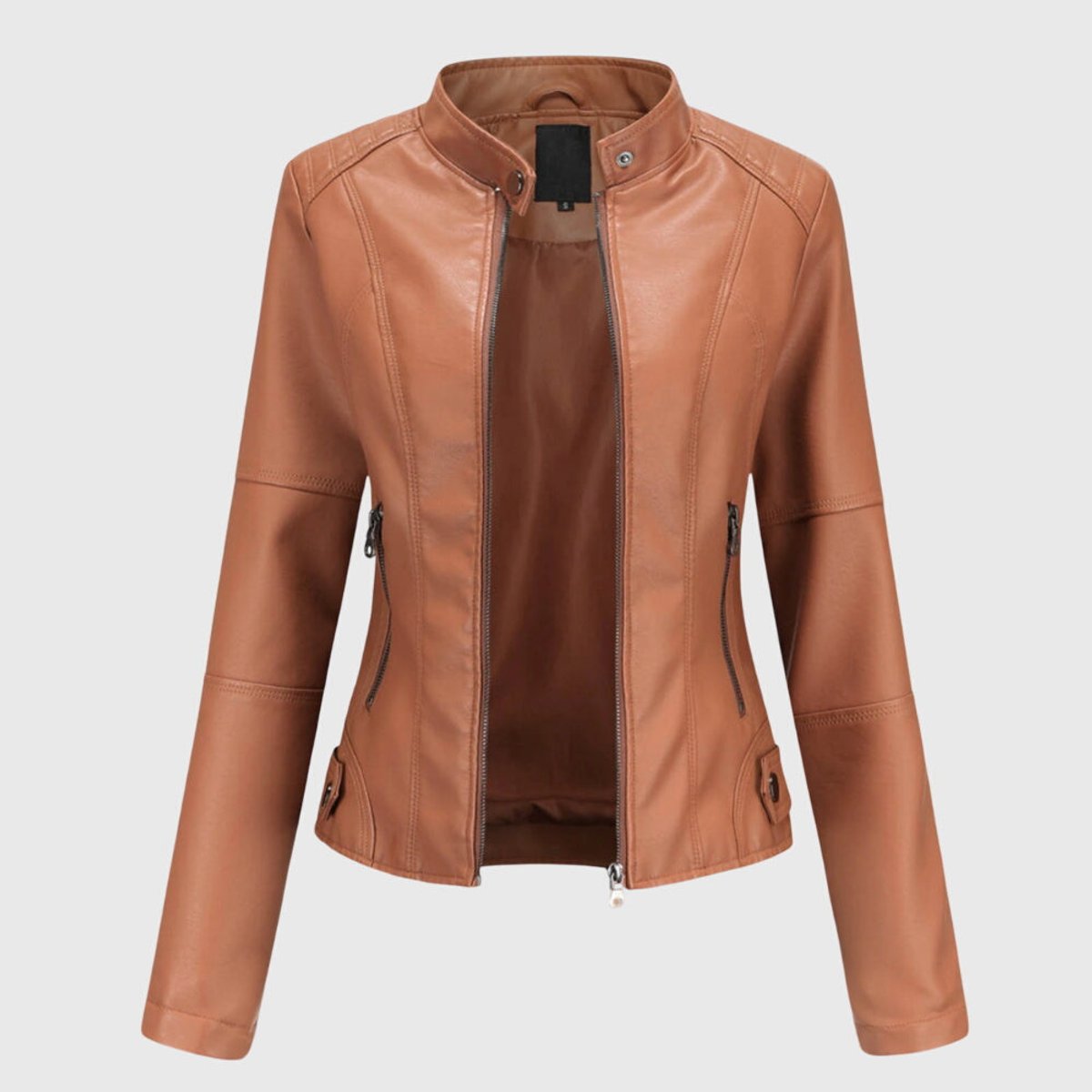 Keira | Faux Leather High-Collar Biker Jacket for Fall