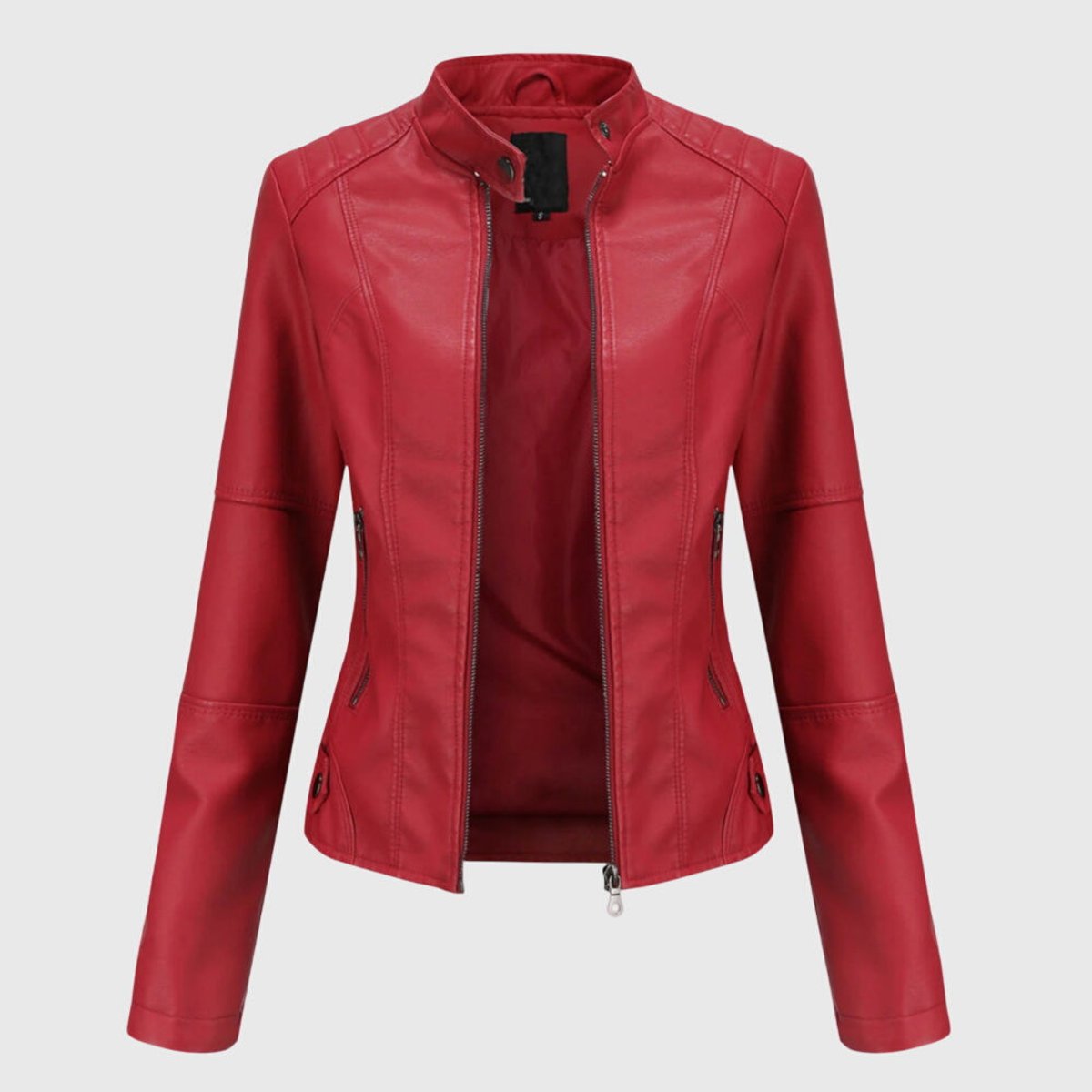 Keira | Faux Leather High-Collar Biker Jacket for Fall