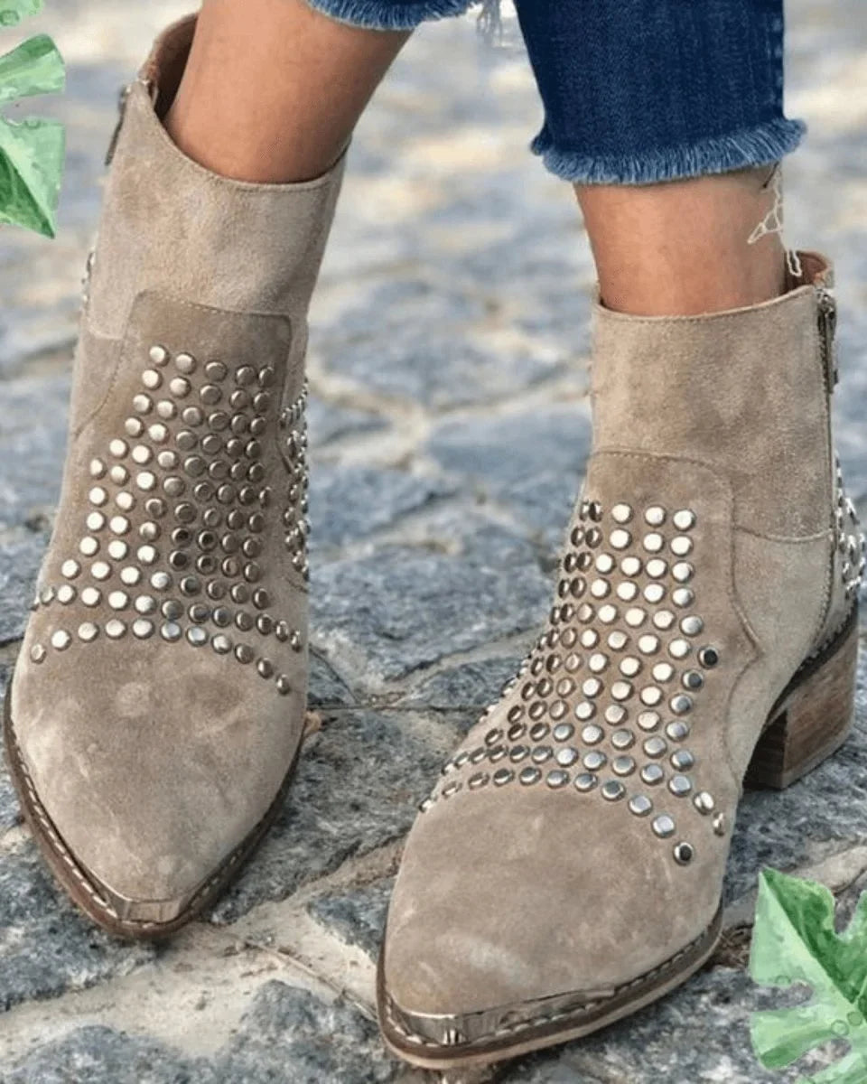 Elyse | Edgy Studded Ankle Boots