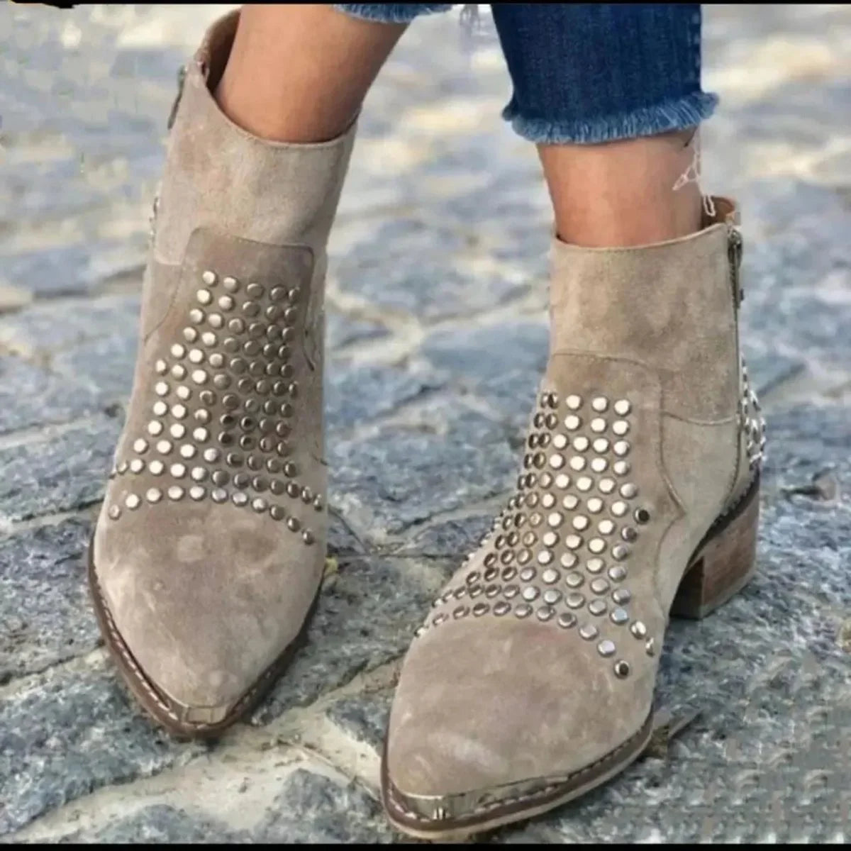 Elyse | Edgy Studded Ankle Boots