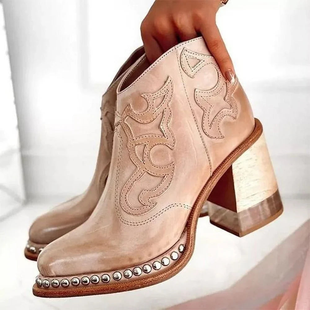 Junia | Western Studded Mid-Calf Boots