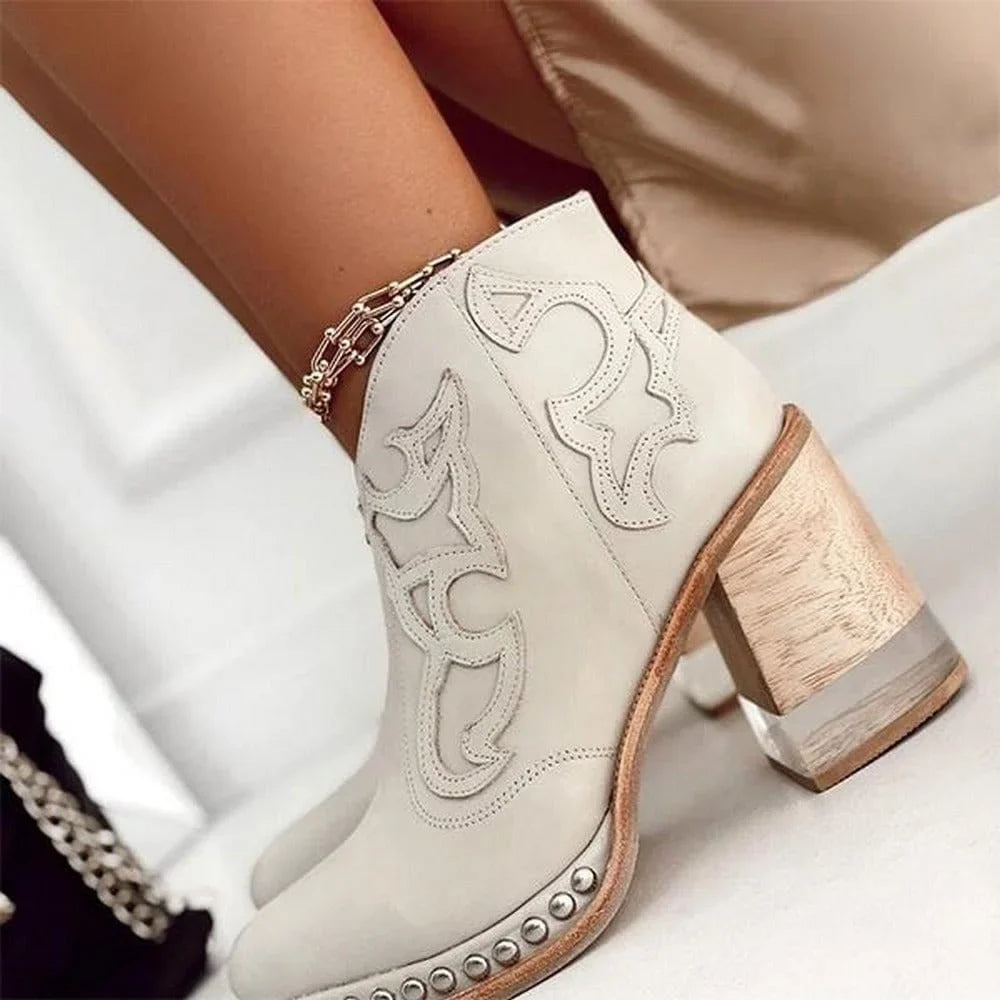 Junia | Western Studded Mid-Calf Boots