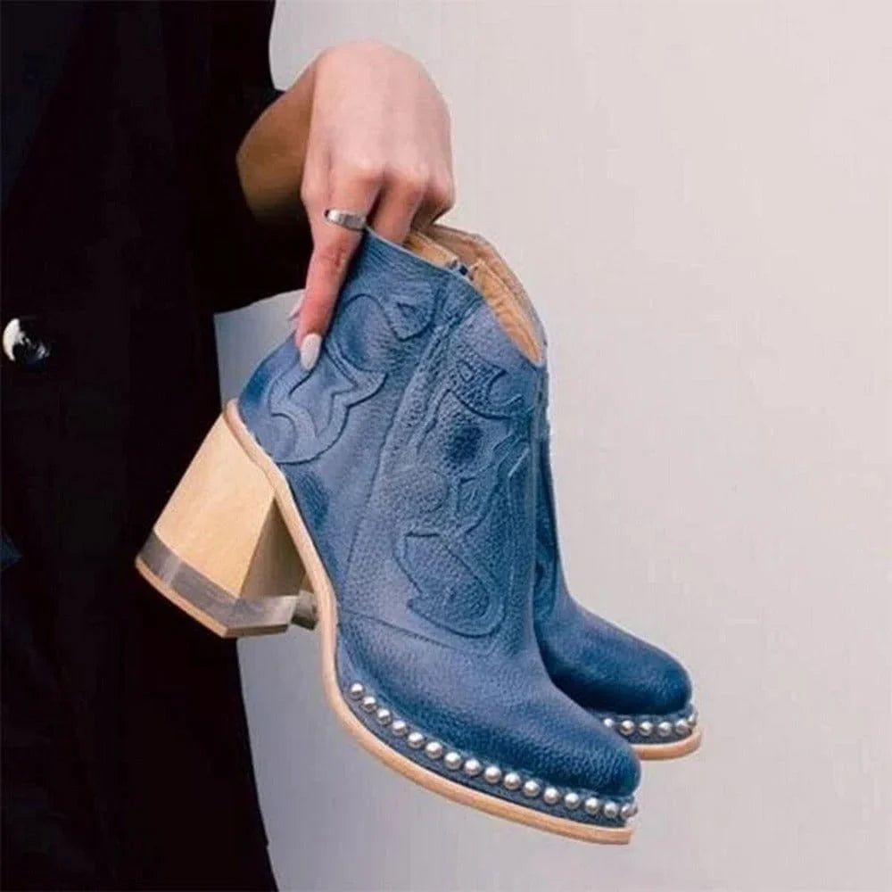 Junia | Western Studded Mid-Calf Boots