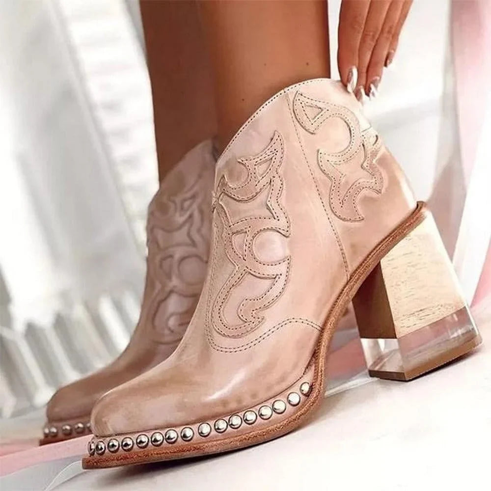 Junia | Western Studded Mid-Calf Boots