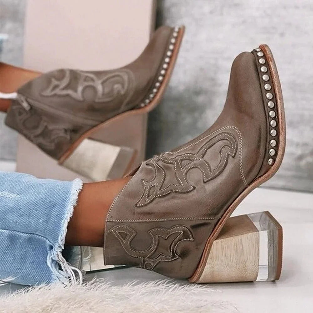 Junia | Western Studded Mid-Calf Boots