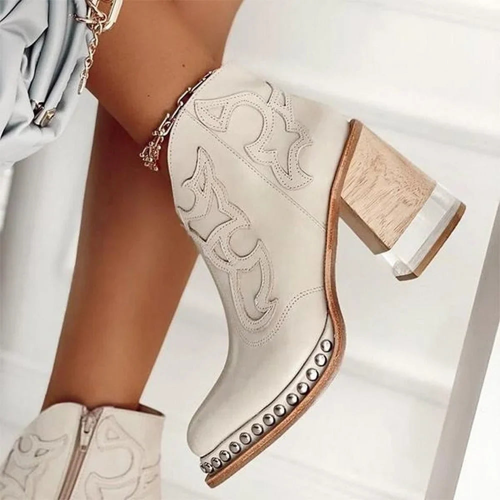 Junia | Western Studded Mid-Calf Boots