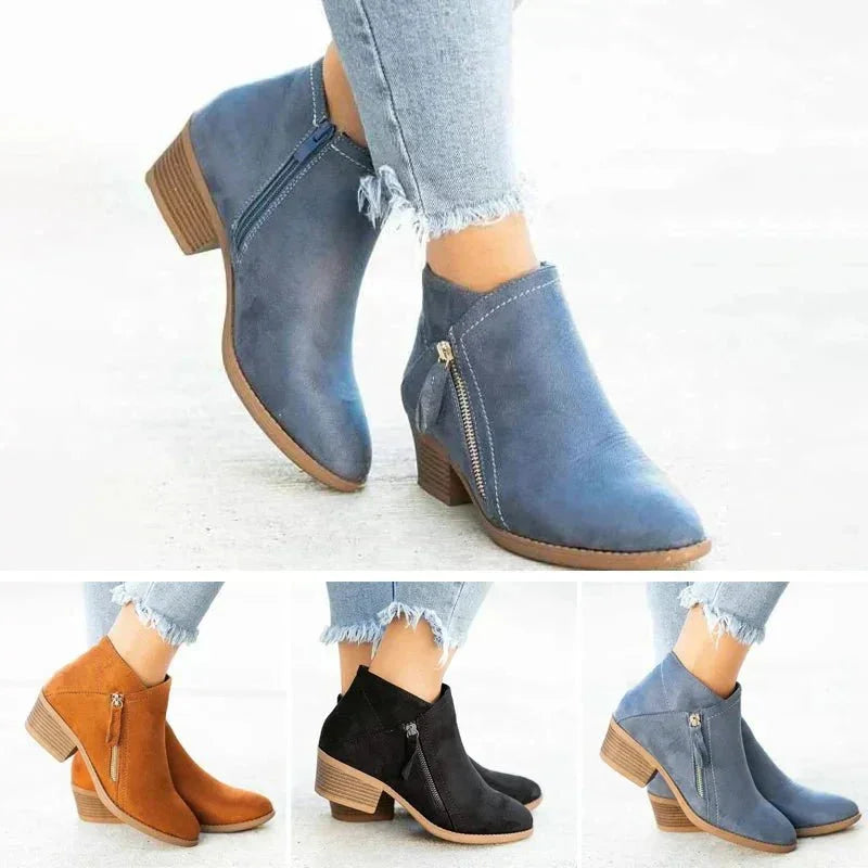 Halle | Sleek Low Heel Ankle Boots