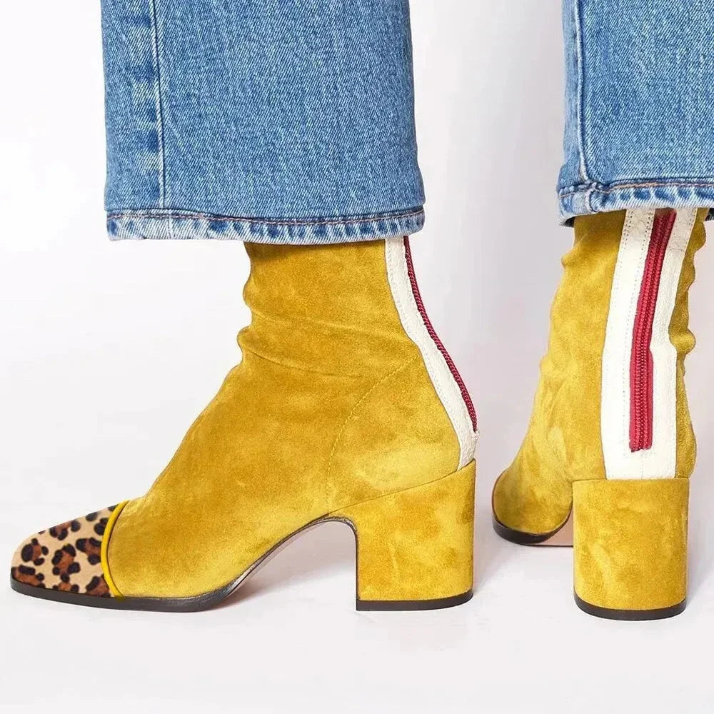Jocasta | Suede Square-Toe Women Ankle Boots for Winter