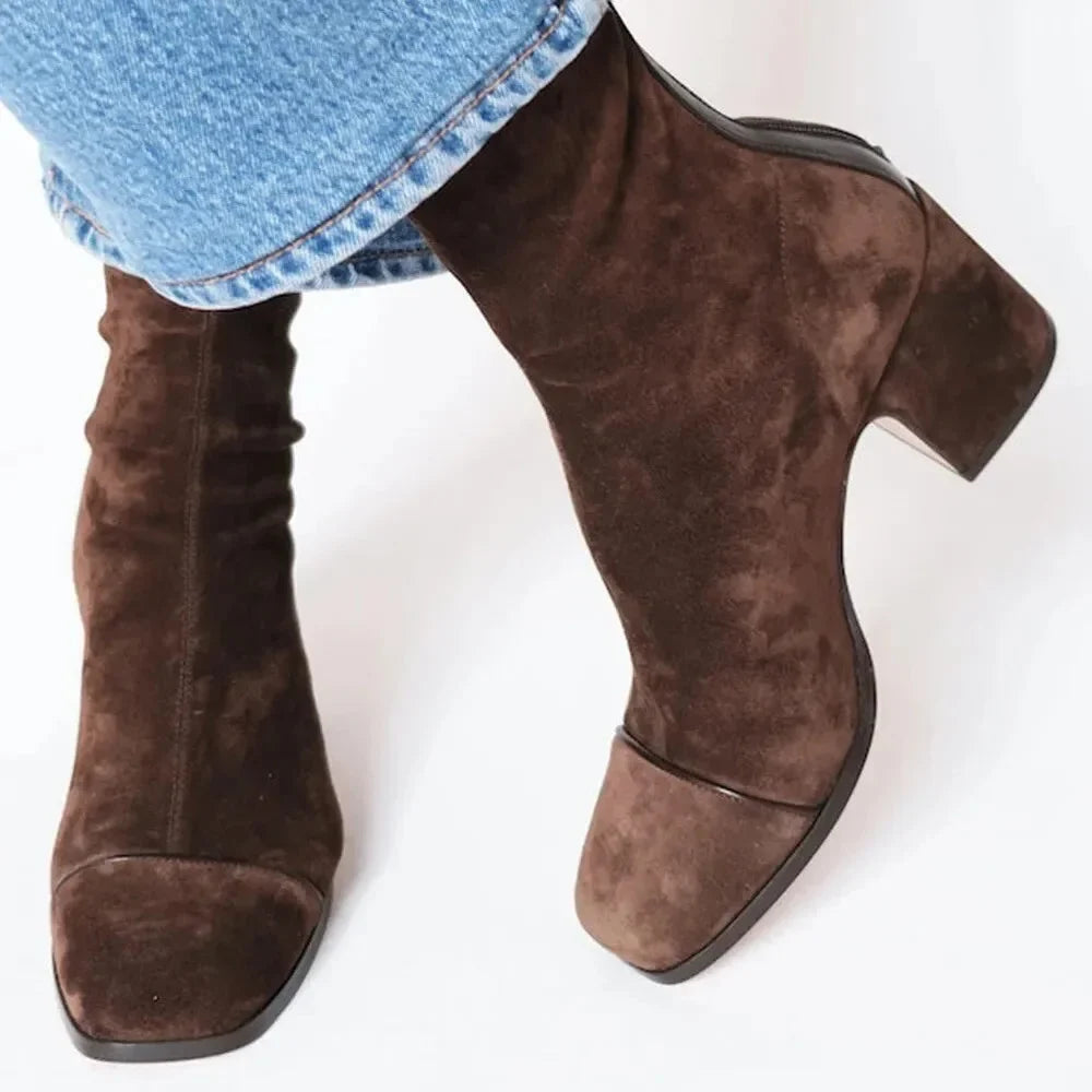 Jocasta | Suede Square-Toe Women Ankle Boots for Winter