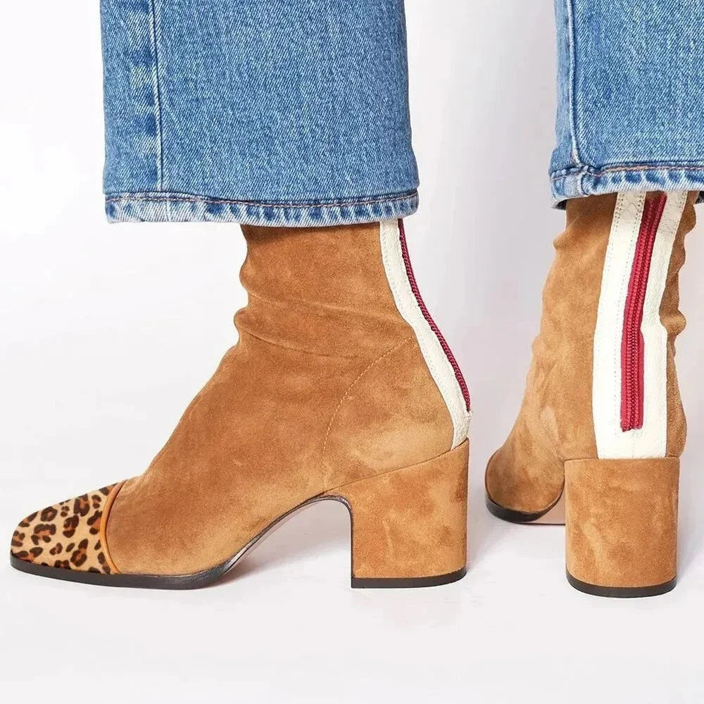 Jocasta | Suede Square-Toe Women Ankle Boots for Winter