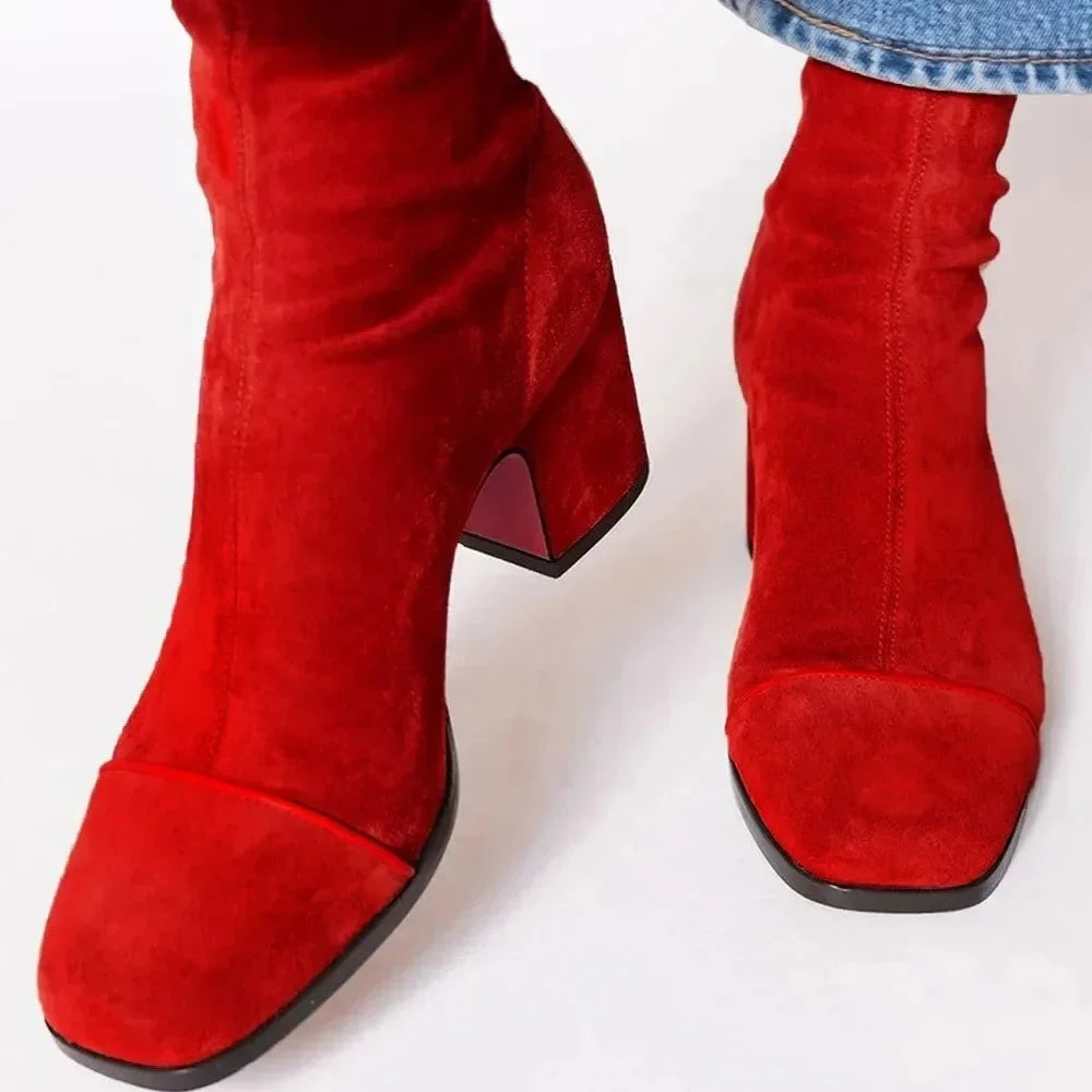 Jocasta | Suede Square-Toe Women Ankle Boots for Winter