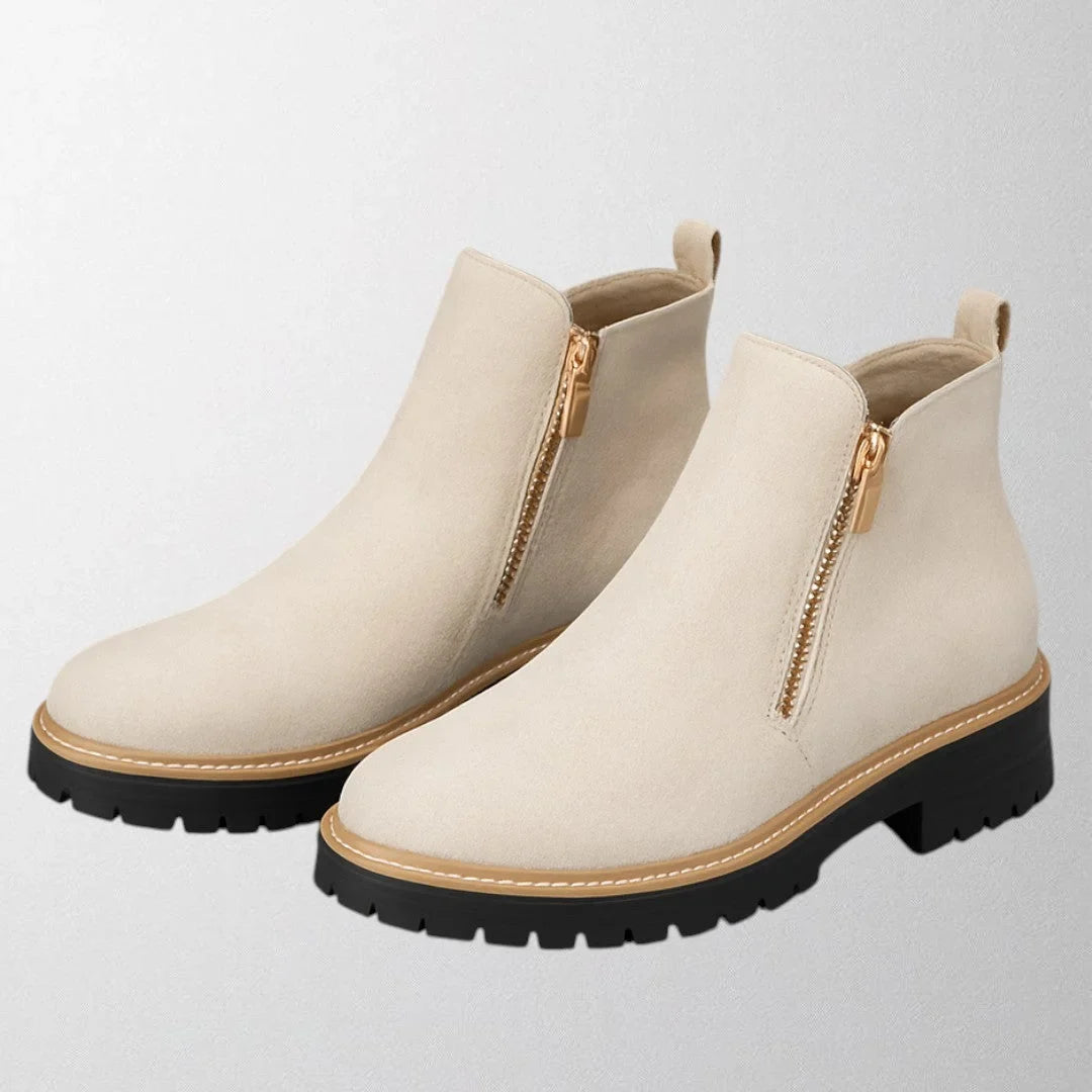 Wanda | Chic Gold-Zip Ankle Boots