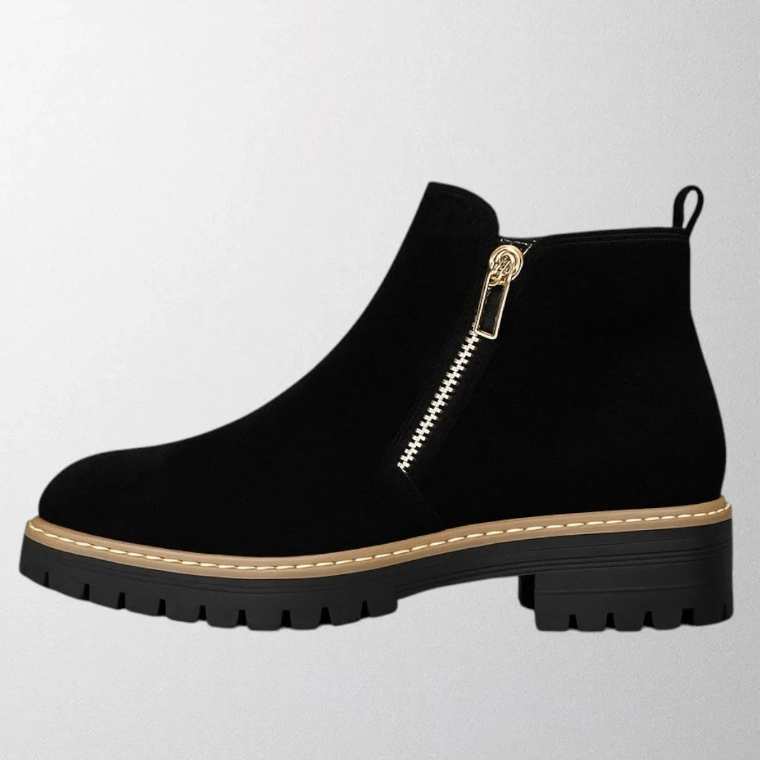 Wanda | Chic Gold-Zip Ankle Boots