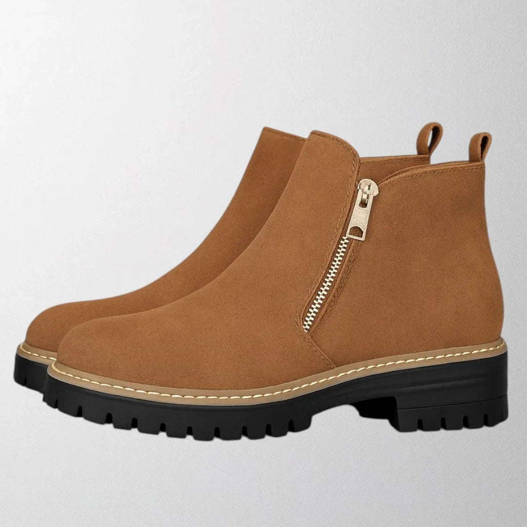 Wanda | Chic Gold-Zip Ankle Boots