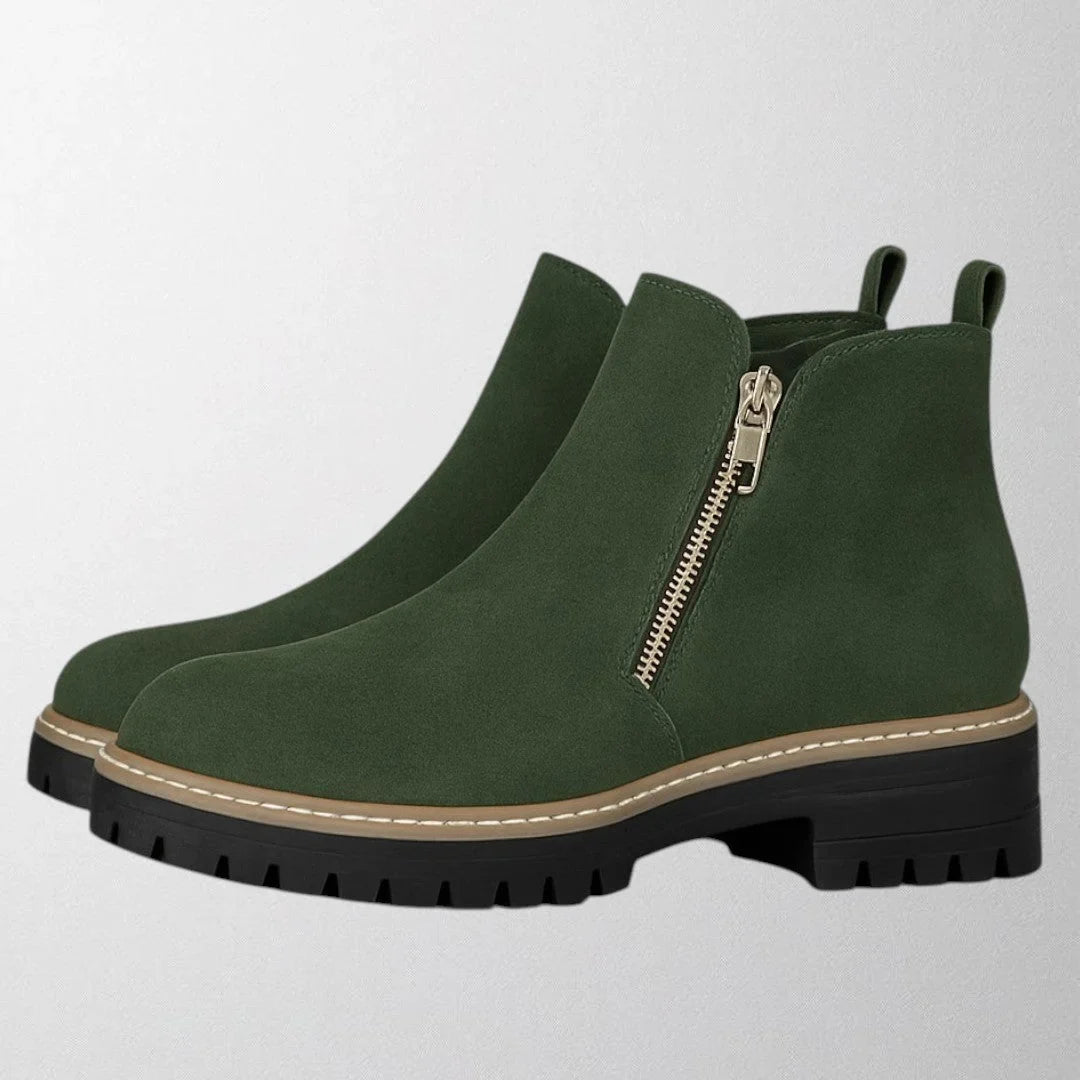 Wanda | Chic Gold-Zip Ankle Boots
