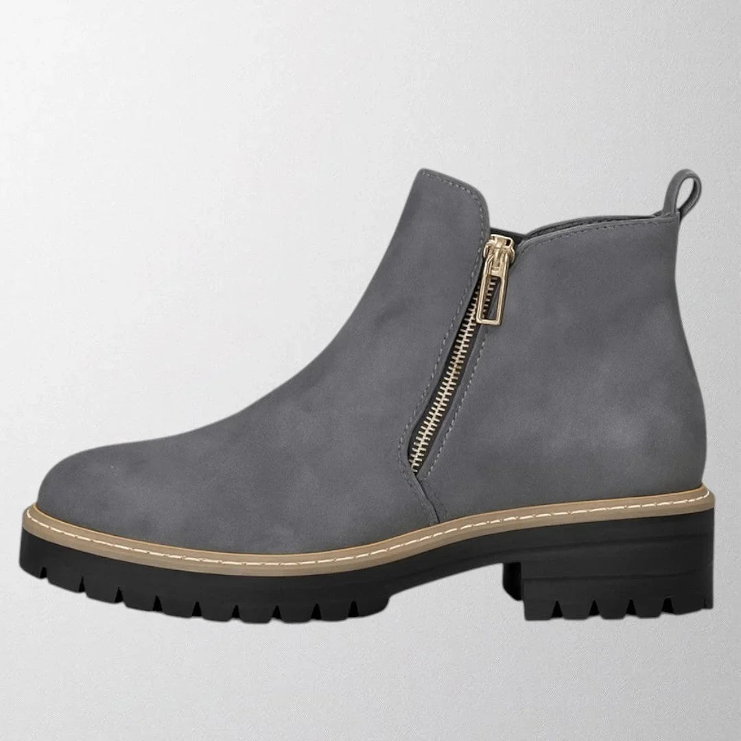 Wanda | Chic Gold-Zip Ankle Boots