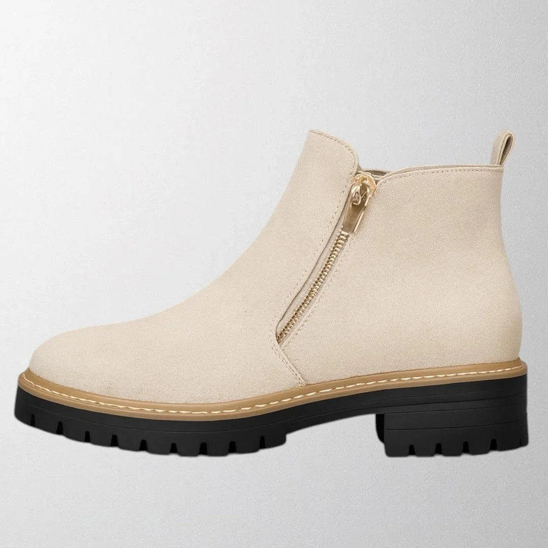 Wanda | Chic Gold-Zip Ankle Boots
